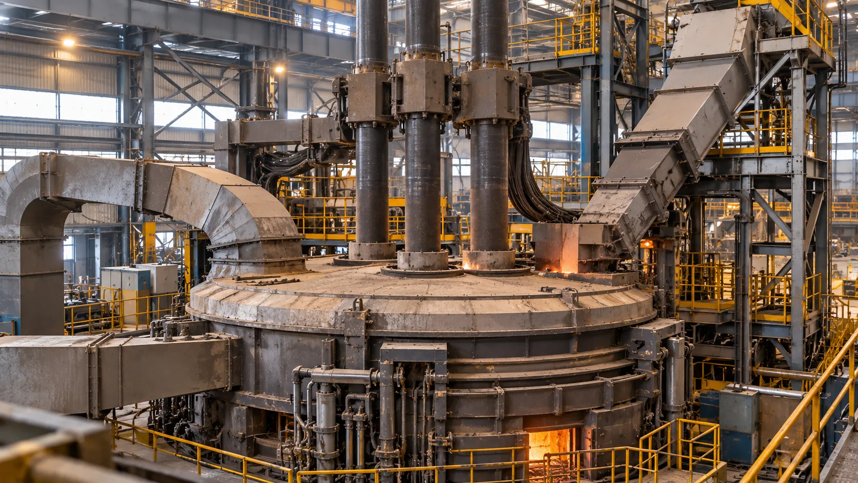 Electric Arc Furnace continuous fifth-hole pneumatic roof charging system with direct reduced iron DRI pellets — Asia & Africa Metals