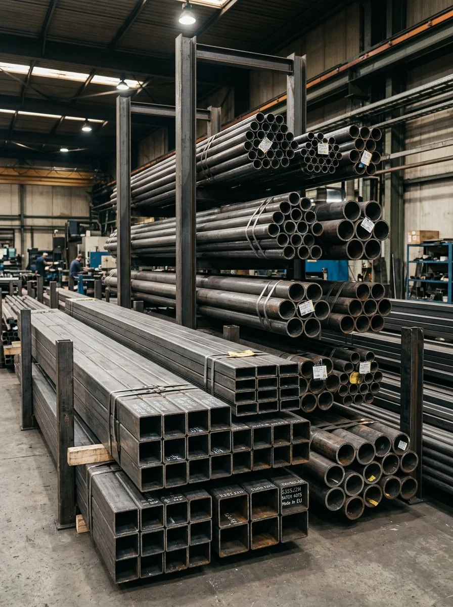 Stacked seamless carbon steel line pipes, ERW casing, and structural rectangular hollow sections — Asia & Africa Metals